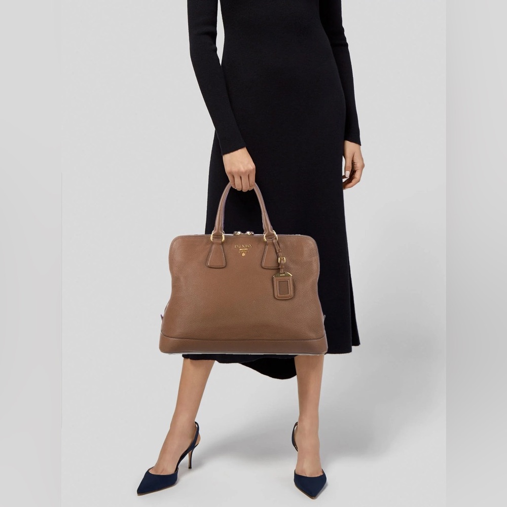 Vintage PRADA Argilla Cervo Leather Tote Bag